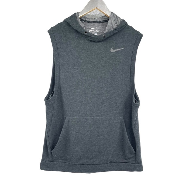 Nike Men’s Size Large sleeveless Hoodie Dri Fit 742616-010 gray - Picture 1 of 8